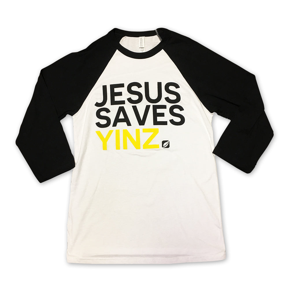 Mens Baseball Tee - Jesus Saves Yinz